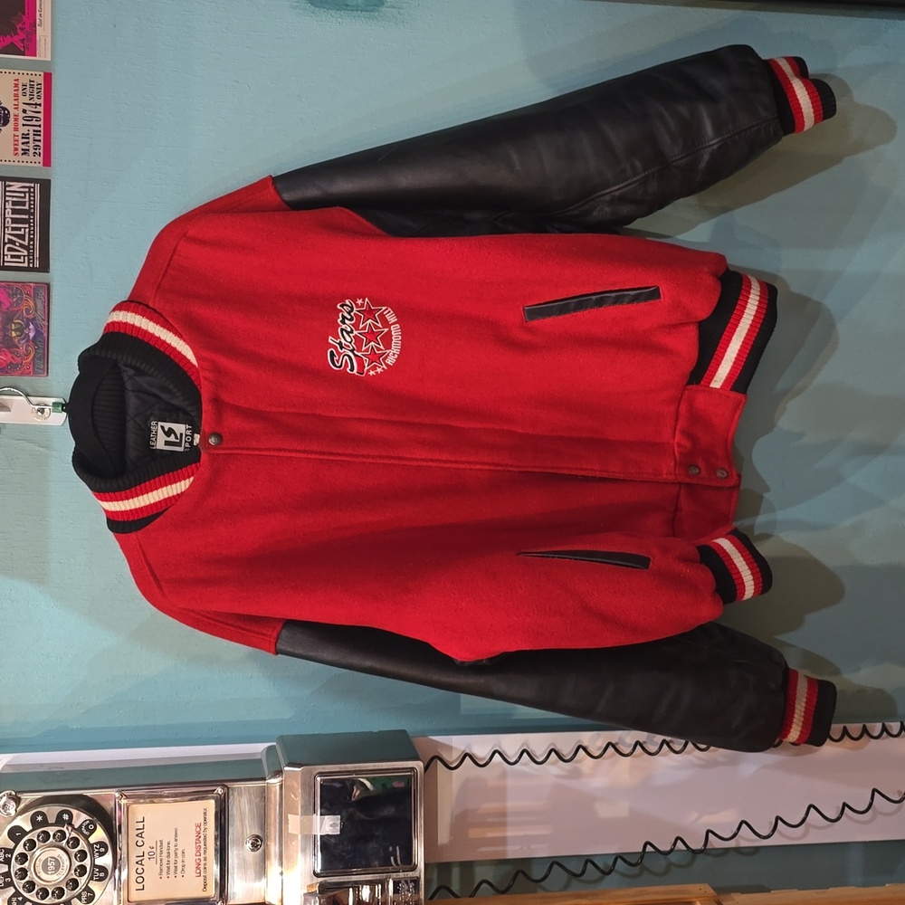 Vintage Richmond Hill Stars Varsity Jacket with Leather Sleeves